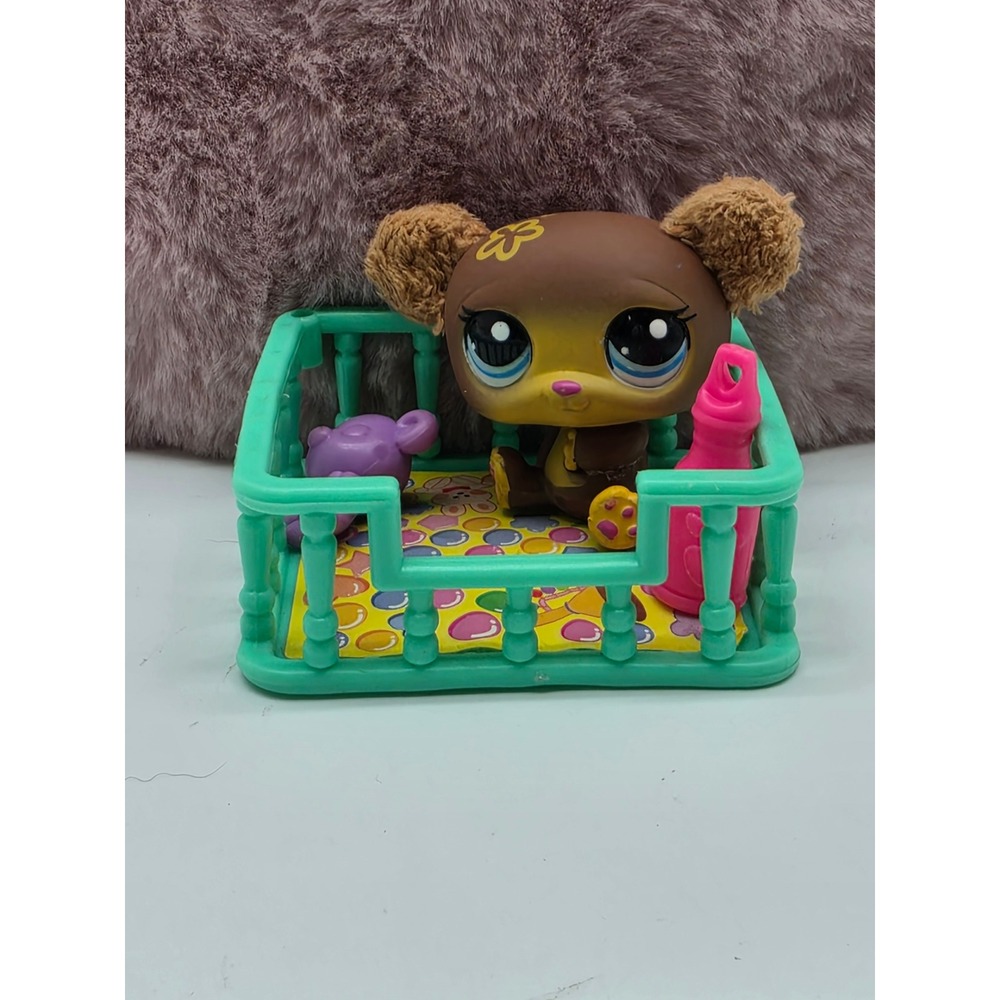 LPS littlest pet shop #2468 Brown Bear With Fuzzy Ears Dollhouse Furniture Lot